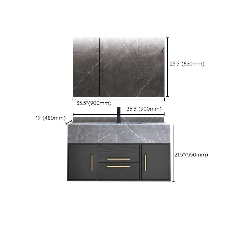Wall Mount Bathroom Sink Vanity Modern Vanity Set with Mirror Clearhalo 'Bathroom Remodel & Bathroom Fixtures' 'Bathroom Vanities' 'bathroom_vanities' 'Home Improvement' 'home_improvement' 'home_improvement_bathroom_vanities' 1200x1200_329ef9f4-9173-4987-b565-921f6e6f3cb1