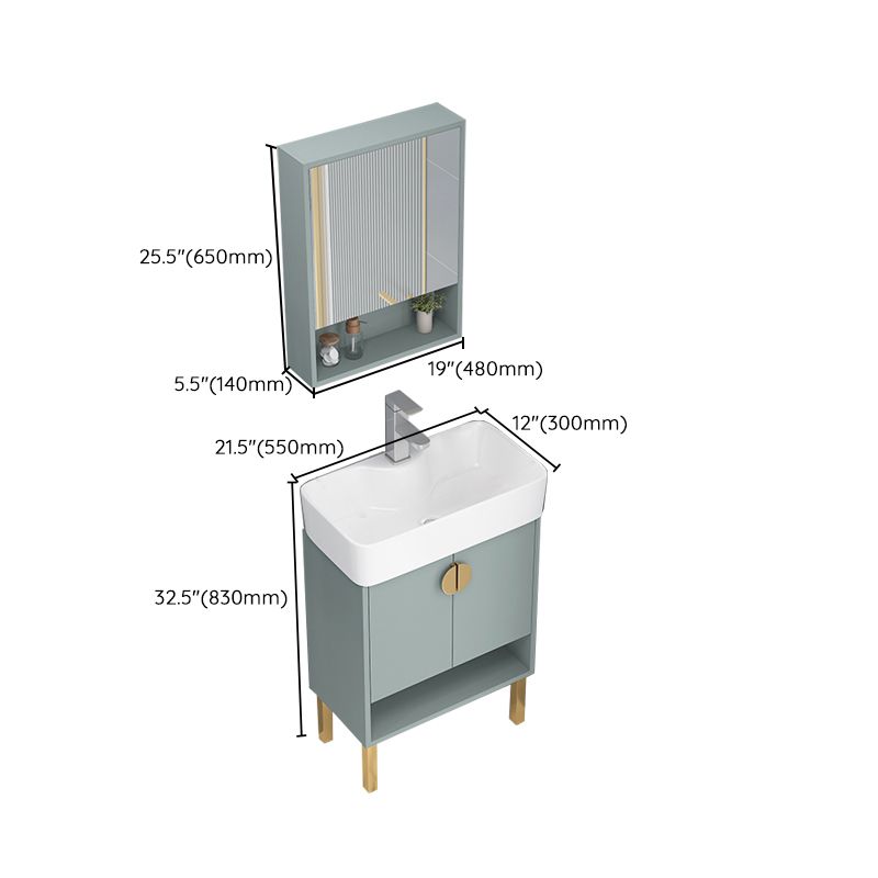 Rectangular Glam Sink Vanity Green Ceramic Single-Sink Freestanding Vanity Set Clearhalo 'Bathroom Remodel & Bathroom Fixtures' 'Bathroom Vanities' 'bathroom_vanities' 'Home Improvement' 'home_improvement' 'home_improvement_bathroom_vanities' 1200x1200_32ccd06b-e3d6-4777-949c-78ac8d0f27eb
