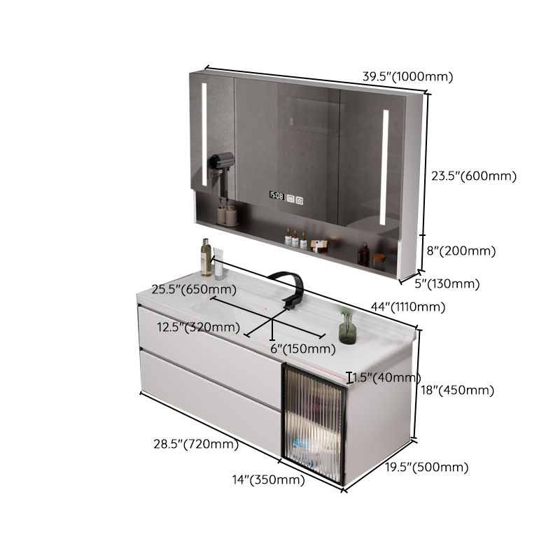 Rectangular Bathroom Vanity Single Sink Wall Mount Mirror Glam Vanity with Drawers Clearhalo 'Bathroom Remodel & Bathroom Fixtures' 'Bathroom Vanities' 'bathroom_vanities' 'Home Improvement' 'home_improvement' 'home_improvement_bathroom_vanities' 1200x1200_32cde8f4-d424-4bf8-8da6-573f9e67b588