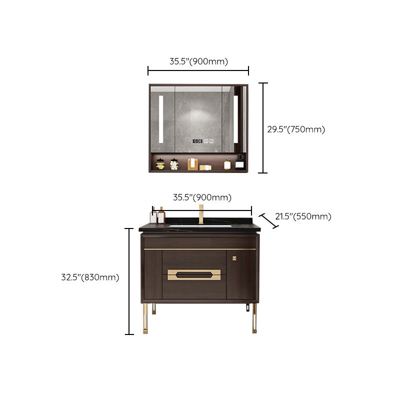 Freestanding Vanity Mirror Rectangle Single Sink Wood Frame Vanity Set with Drawers Clearhalo 'Bathroom Remodel & Bathroom Fixtures' 'Bathroom Vanities' 'bathroom_vanities' 'Home Improvement' 'home_improvement' 'home_improvement_bathroom_vanities' 1200x1200_32e4ff8d-97b5-49c2-87a2-2e11a84d03bc