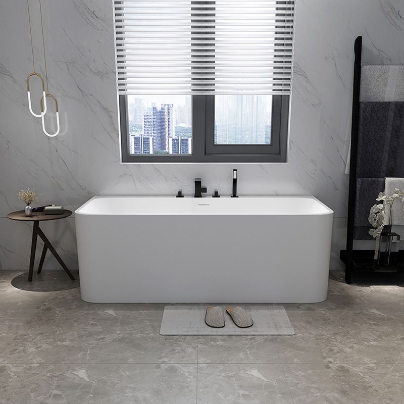 White Stone Rectangular Bath Tub Soaking Stand Alone Tub with Drain and Overflow Trim Clearhalo 'Bathroom Remodel & Bathroom Fixtures' 'Bathtubs' 'Home Improvement' 'home_improvement' 'home_improvement_bathtubs' 'Showers & Bathtubs' 1200x1200_33050e8a-50a9-43f3-b92a-f52b14273812