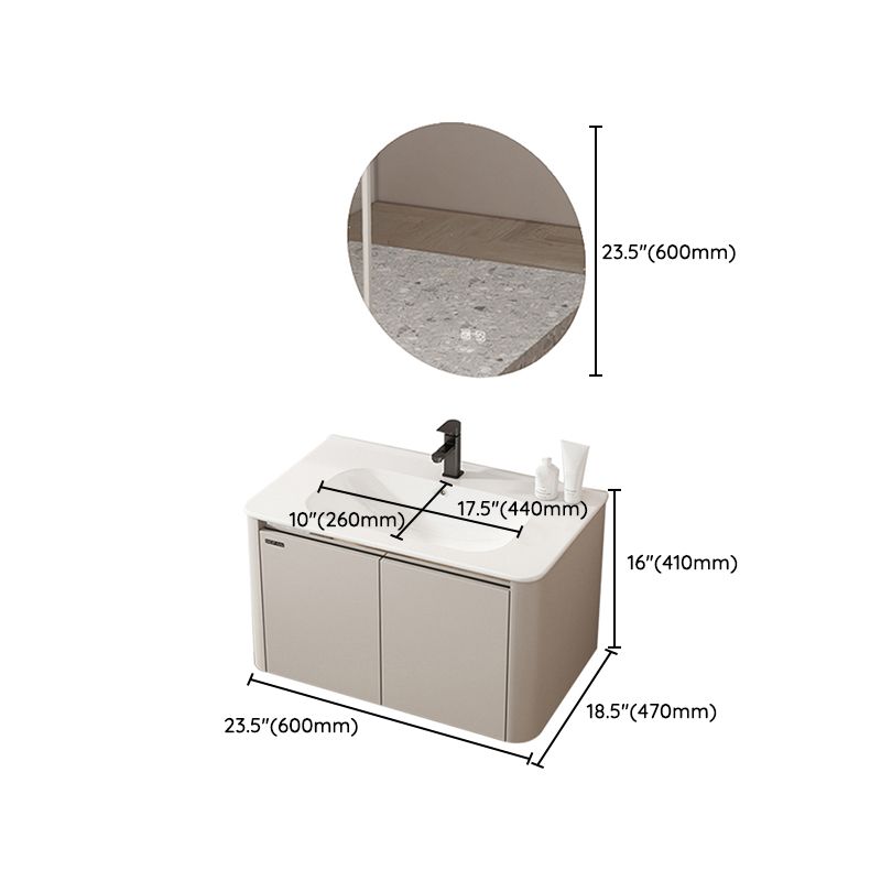 2 Doors Bathroom Vanity Metal Frame Mirror Wall Mounted Glam Cream Single Sink Vanity Clearhalo 'Bathroom Remodel & Bathroom Fixtures' 'Bathroom Vanities' 'bathroom_vanities' 'Home Improvement' 'home_improvement' 'home_improvement_bathroom_vanities' 1200x1200_3330a4f1-aa40-41e0-8192-fd7e2082c609