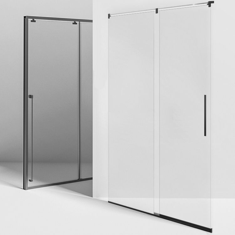 Semi-Frameless Single Sliding Shower Door Transparent Laminated Glass Shower Bath Door Clearhalo 'Bathroom Remodel & Bathroom Fixtures' 'Home Improvement' 'home_improvement' 'home_improvement_shower_tub_doors' 'Shower and Tub Doors' 'shower_tub_doors' 'Showers & Bathtubs' 1200x1200_333ff427-5458-40bb-af89-a69903bdc026