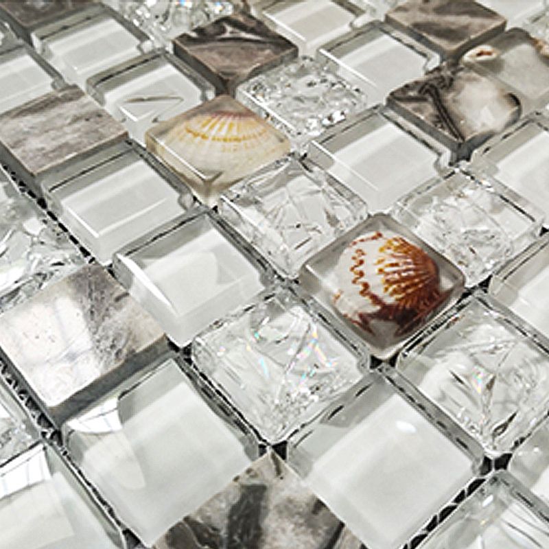 Glass Mosaic Tile Square Shape Wall Tile with Fade Resistant Clearhalo 'Floor Tiles & Wall Tiles' 'floor_tiles_wall_tiles' 'Flooring 'Home Improvement' 'home_improvement' 'home_improvement_floor_tiles_wall_tiles' Walls and Ceiling' 1200x1200_3351b823-3d72-40fc-8e8c-bad4ac3b5b8d