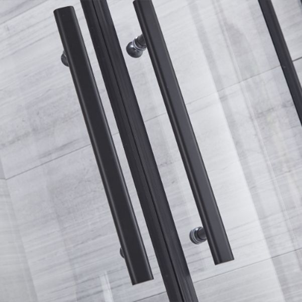 Neo-round Double Sliding Shower Enclosure Black Frame Shower Kit Clearhalo 'Bathroom Remodel & Bathroom Fixtures' 'Home Improvement' 'home_improvement' 'home_improvement_shower_stalls_enclosures' 'Shower Stalls & Enclosures' 'shower_stalls_enclosures' 'Showers & Bathtubs' 1200x1200_335e7a36-c8d4-46e0-be6b-5a3a738c866d