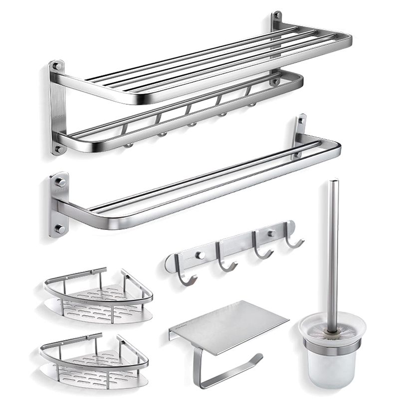 7-Piece Modern Bathroom Accessory Set with Bathe Shelf/Towel Bar/Paper Holder & Robe Hook Clearhalo 'Bathroom Hardware Sets' 'Bathroom Hardware' 'Bathroom Remodel & Bathroom Fixtures' 'bathroom_hardware_sets' 'Home Improvement' 'home_improvement' 'home_improvement_bathroom_hardware_sets' 1200x1200_3362614b-184a-4531-af79-da930fac3c6d
