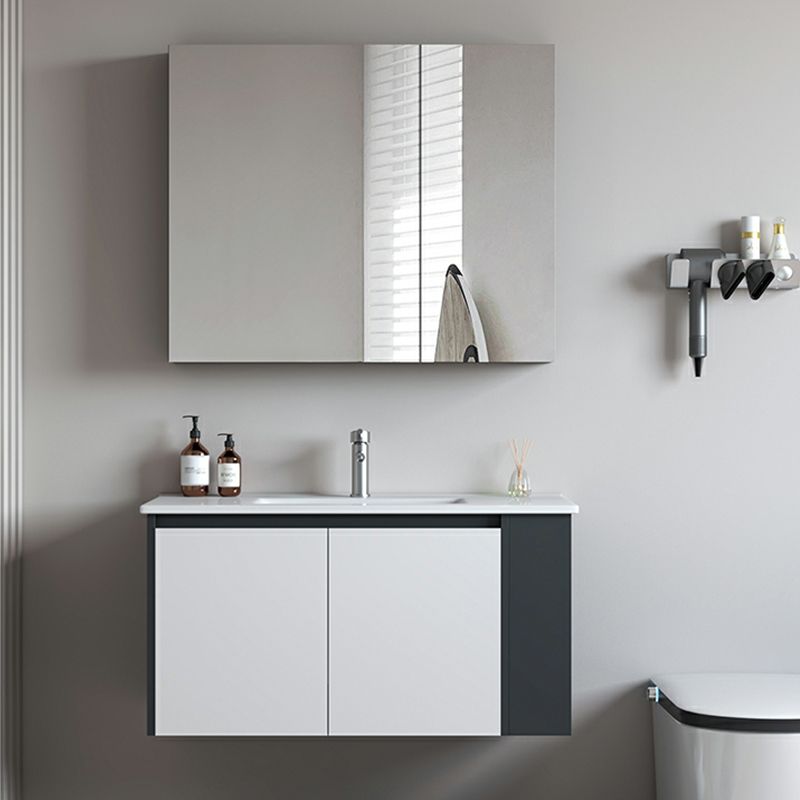 Trendy Bathroom Vanity Set 2 Doors Wall Mount Open Shelf Faucet Included Clearhalo 'Bathroom Remodel & Bathroom Fixtures' 'Bathroom Vanities' 'bathroom_vanities' 'Home Improvement' 'home_improvement' 'home_improvement_bathroom_vanities' 1200x1200_3371c43c-e2b5-4e65-bbf3-3c24e5ef420d