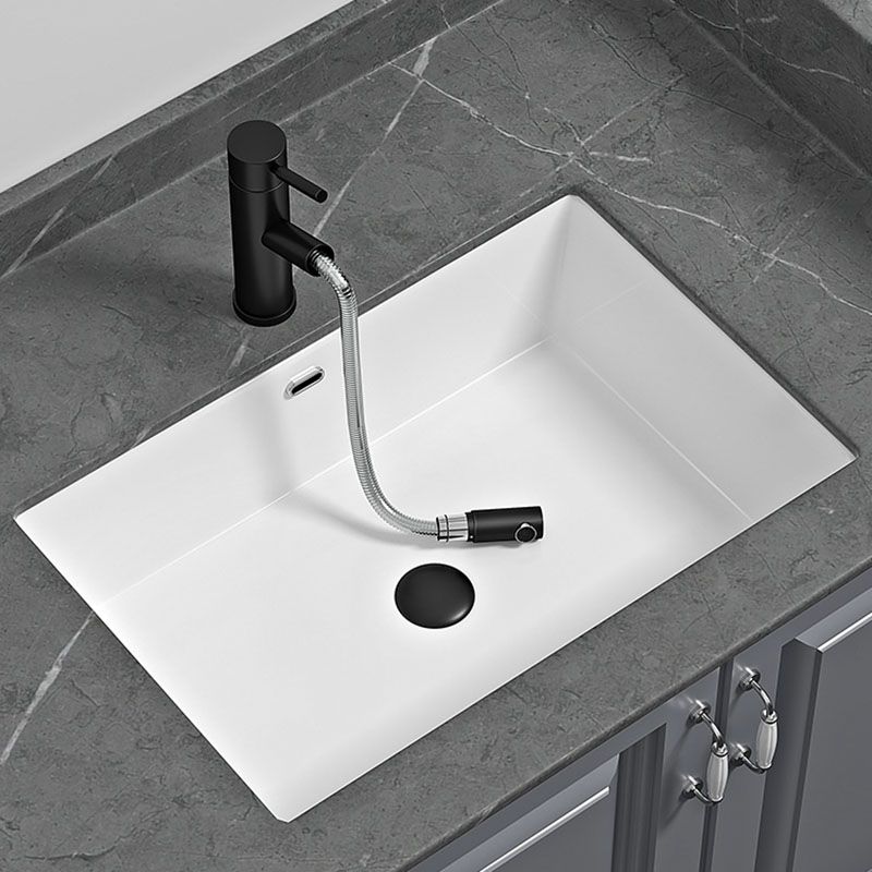 Bathroom Sink Ceramic Pull-out Faucet White Rectangular Washroom Sink Clearhalo 'Bathroom Remodel & Bathroom Fixtures' 'Bathroom Sinks & Faucet Components' 'Bathroom Sinks' 'bathroom_sink' 'Home Improvement' 'home_improvement' 'home_improvement_bathroom_sink' 1200x1200_3387a45d-cdfc-4bed-b877-e39b44dc1f9d
