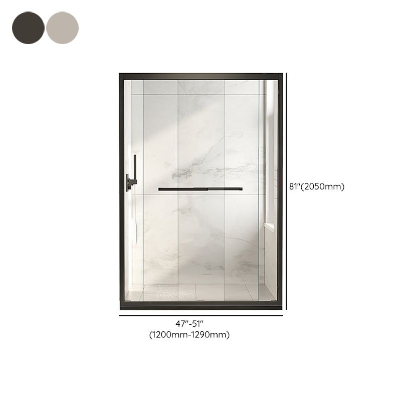 Single Sliding Semi-Frameless Shower Door Silver Clear Shower Doors Clearhalo 'Bathroom Remodel & Bathroom Fixtures' 'Home Improvement' 'home_improvement' 'home_improvement_shower_tub_doors' 'Shower and Tub Doors' 'shower_tub_doors' 'Showers & Bathtubs' 1200x1200_338cbe40-1a7f-4077-bbf3-ca6922b5ee04