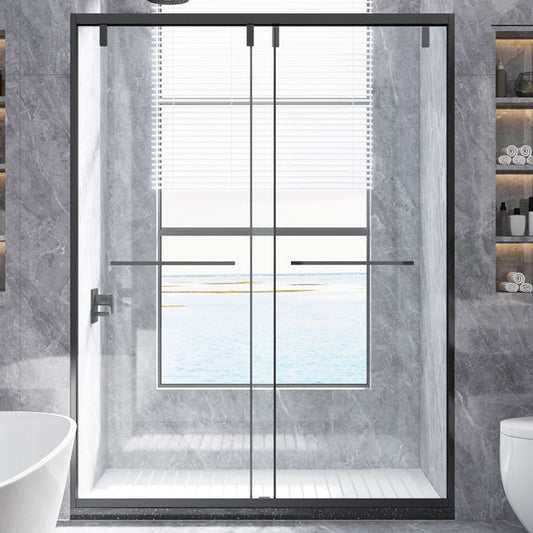 Transparent Double Sliding Shower Bath Doors Metal Frame Shower Door Clearhalo 'Bathroom Remodel & Bathroom Fixtures' 'Home Improvement' 'home_improvement' 'home_improvement_shower_tub_doors' 'Shower and Tub Doors' 'shower_tub_doors' 'Showers & Bathtubs' 1200x1200_33a03e03-e91d-4e94-8c88-24c128a2a96a