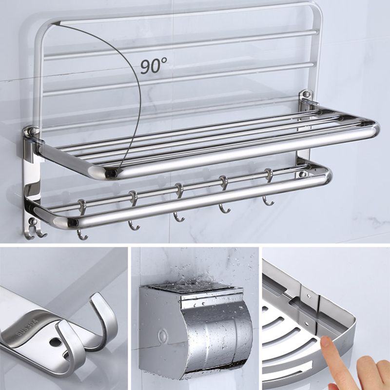 Contemporary Bathroom Accessories Hardware Set in Silver with Towel Bar Clearhalo 'Bathroom Hardware Sets' 'Bathroom Hardware' 'Bathroom Remodel & Bathroom Fixtures' 'bathroom_hardware_sets' 'Home Improvement' 'home_improvement' 'home_improvement_bathroom_hardware_sets' 1200x1200_33a524dd-6278-4679-8cc0-b75d4b2e35a7
