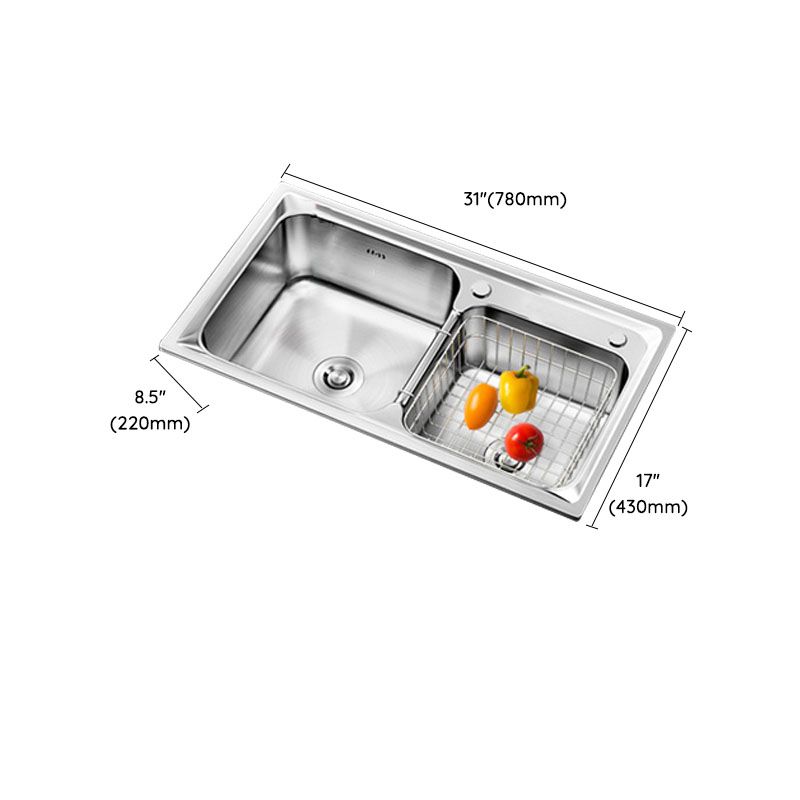 Stainless Steel Kitchen Sink Double Basin Rectangle Sink with Drain ...