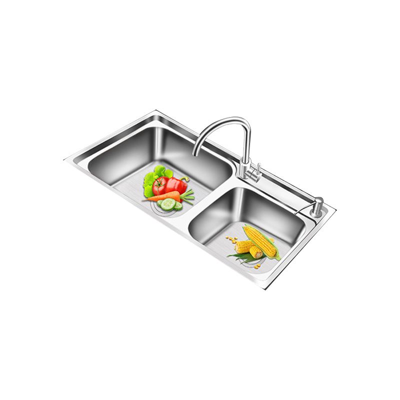 Modern Style Kitchen Sink Stainless Steel 2 Holes Drop-In Kitchen Sink Clearhalo 'Home Improvement' 'home_improvement' 'home_improvement_kitchen_sinks' 'Kitchen Remodel & Kitchen Fixtures' 'Kitchen Sinks & Faucet Components' 'Kitchen Sinks' 'kitchen_sinks' 1200x1200_33c1b71b-37df-40a0-a2da-36998d40d215