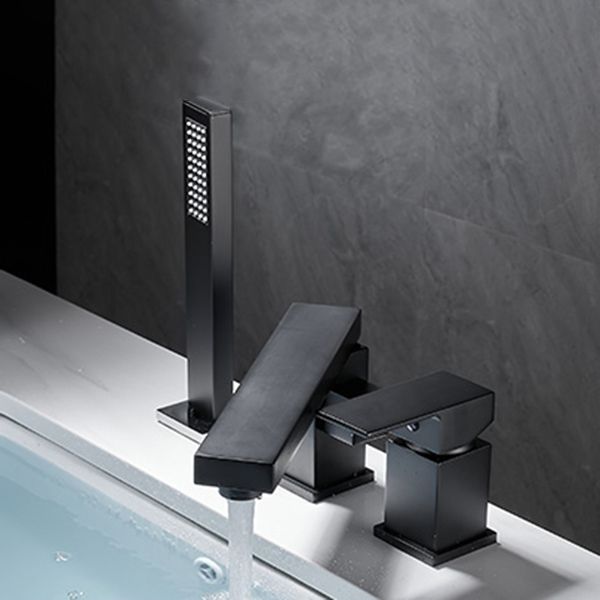 Modern Wall Mounted Metal Tub Filler 3 Holes Swivel Tub Filler Trim Clearhalo 'Bathroom Remodel & Bathroom Fixtures' 'Bathtub Faucets' 'bathtub_faucets' 'Home Improvement' 'home_improvement' 'home_improvement_bathtub_faucets' 1200x1200_33c90f84-fee1-425d-a265-47adc53f9c1d