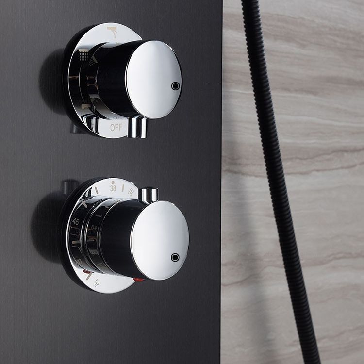 Modern Shower System Massage Jets Knob Hand Shower Ceiling Mounted Shower Trim Clearhalo 'Bathroom Remodel & Bathroom Fixtures' 'Home Improvement' 'home_improvement' 'home_improvement_shower_faucets' 'Shower Faucets & Systems' 'shower_faucets' 'Showers & Bathtubs Plumbing' 'Showers & Bathtubs' 1200x1200_33cab0c2-3e0d-4123-b2e4-529e256d2c64