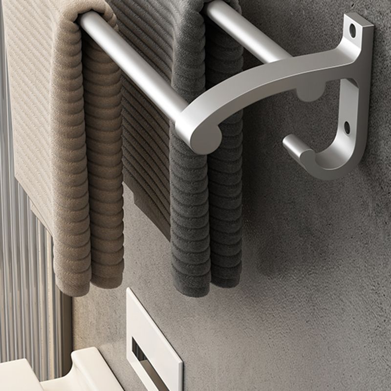 Contemporary Silver Metal Bath Hardware Set with Triangle Bath Shelf Clearhalo 'Bathroom Hardware Sets' 'Bathroom Hardware' 'Bathroom Remodel & Bathroom Fixtures' 'bathroom_hardware_sets' 'Home Improvement' 'home_improvement' 'home_improvement_bathroom_hardware_sets' 1200x1200_340e5545-c814-4688-94dc-17c2495bd8c2