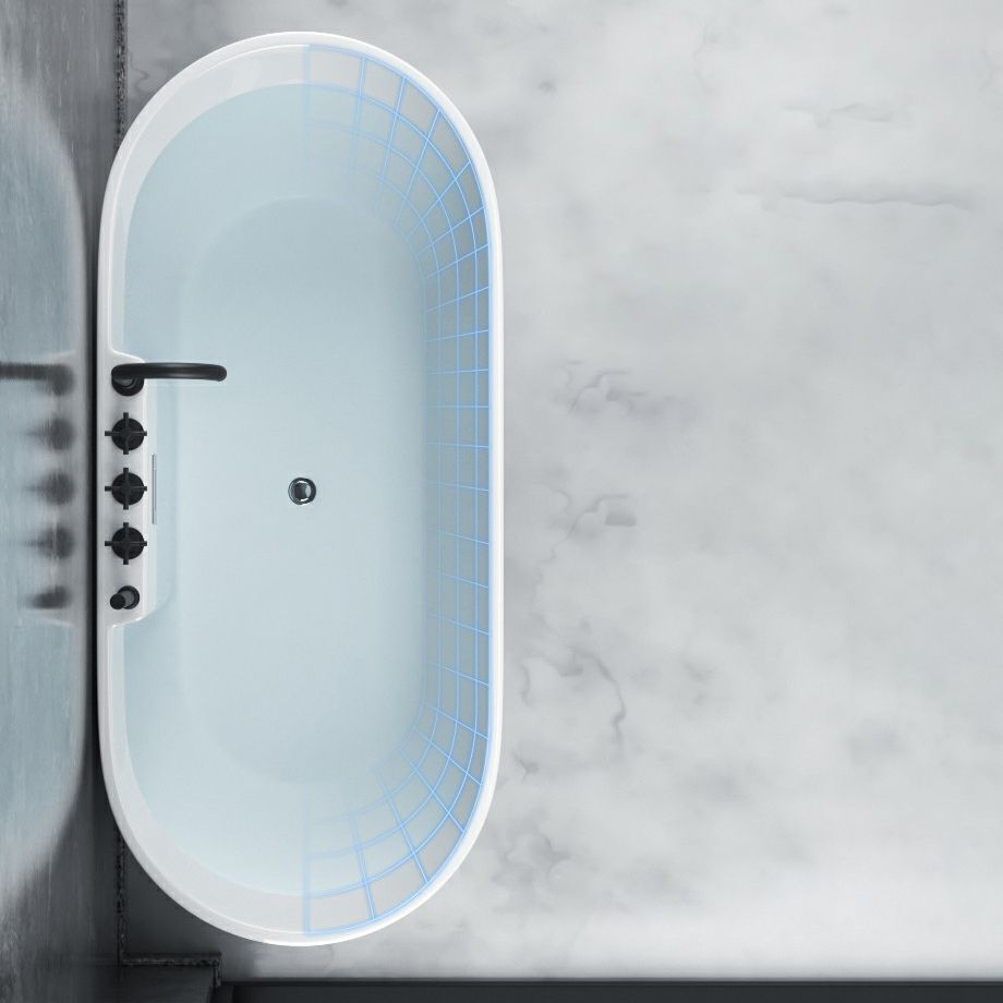 Oval Freestanding Modern Bath Acrylic Soaking White Center Bathtub Clearhalo 'Bathroom Remodel & Bathroom Fixtures' 'Bathtubs' 'Home Improvement' 'home_improvement' 'home_improvement_bathtubs' 'Showers & Bathtubs' 1200x1200_342d347a-fda2-48c0-a576-9235d51f00a1