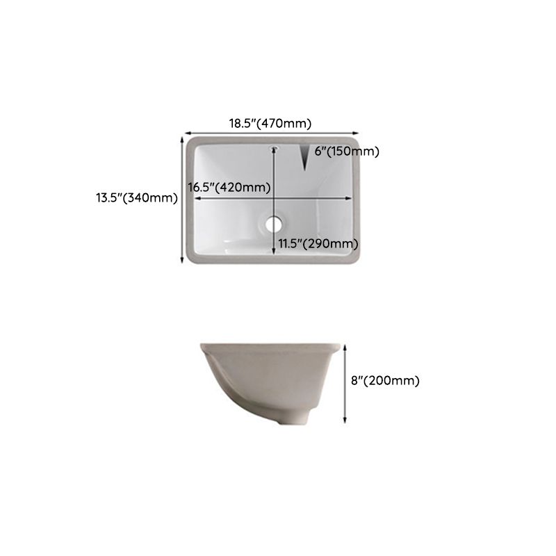 Traditional Undermount Vanity Sink Rectangular Porcelain with Pop-Up Drain Basin Sink Clearhalo 'Bathroom Remodel & Bathroom Fixtures' 'Bathroom Sinks & Faucet Components' 'Bathroom Sinks' 'bathroom_sink' 'Home Improvement' 'home_improvement' 'home_improvement_bathroom_sink' 1200x1200_34322e28-7634-45d2-a369-4619c26a504e