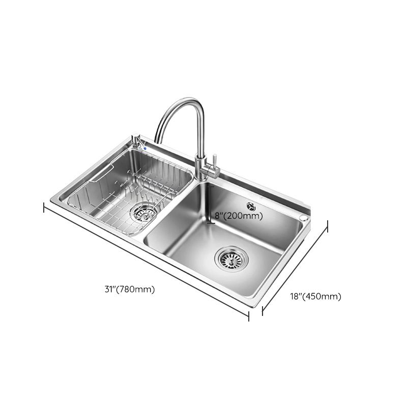 Stainless Steel Kitchen Sink Overflow Hole Design Kitchen Double Sink Clearhalo 'Home Improvement' 'home_improvement' 'home_improvement_kitchen_sinks' 'Kitchen Remodel & Kitchen Fixtures' 'Kitchen Sinks & Faucet Components' 'Kitchen Sinks' 'kitchen_sinks' 1200x1200_344bad33-bf38-49ad-a214-ffa9bb542e84