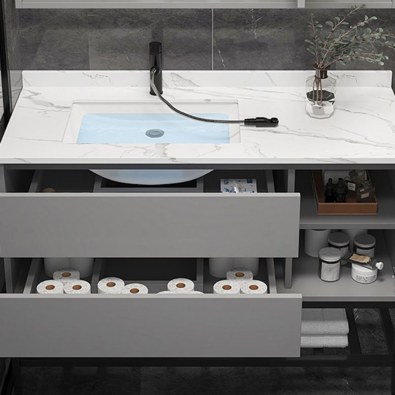 Modern Vanity Set Single Gray Rectangular Wall Mount Bath Vanity Clearhalo 'Bathroom Remodel & Bathroom Fixtures' 'Bathroom Vanities' 'bathroom_vanities' 'Home Improvement' 'home_improvement' 'home_improvement_bathroom_vanities' 1200x1200_346d9271-e8d0-4be1-89c9-5df3ead0db1d