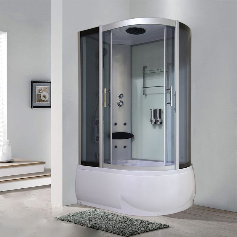 Contemporary Shower Kit Clear Tempered Framed Round Shower Stall Clearhalo 'Bathroom Remodel & Bathroom Fixtures' 'Home Improvement' 'home_improvement' 'home_improvement_shower_stalls_enclosures' 'Shower Stalls & Enclosures' 'shower_stalls_enclosures' 'Showers & Bathtubs' 1200x1200_3478c12e-5779-4809-9ffe-37ba7e584d0a