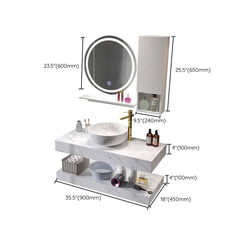 Contemporary Vanity Sink Wall-Mounted Bathroom Vanity Cabinet with Mirror Clearhalo 'Bathroom Remodel & Bathroom Fixtures' 'Bathroom Vanities' 'bathroom_vanities' 'Home Improvement' 'home_improvement' 'home_improvement_bathroom_vanities' 1200x1200_347f50c0-8a08-4116-bce6-ef3bba076271