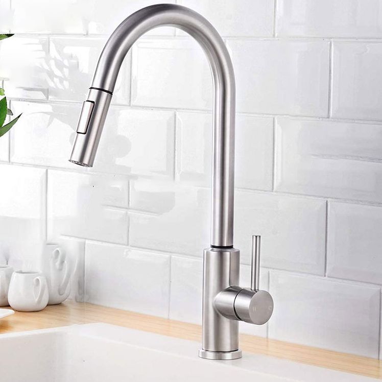 Pull Down Sprayer Kitchen Faucet Touch Sensor 304 Stainless Steel High Arc Kitchen Faucet Clearhalo 'Home Improvement' 'home_improvement' 'home_improvement_kitchen_faucets' 'Kitchen Faucets' 'Kitchen Remodel & Kitchen Fixtures' 'Kitchen Sinks & Faucet Components' 'kitchen_faucets' 1200x1200_3483501a-44f6-4d16-a036-5da2d4087af3
