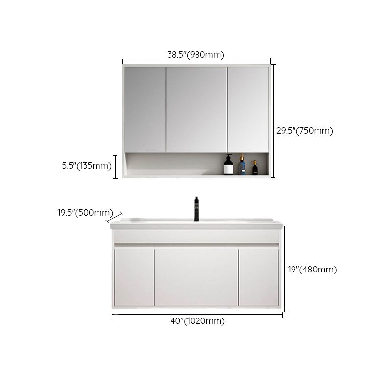 Rectangle Bathroom Vanity Wall-Mounted Mirror Wood Frame Modern Vanity with Doors Clearhalo 'Bathroom Remodel & Bathroom Fixtures' 'Bathroom Vanities' 'bathroom_vanities' 'Home Improvement' 'home_improvement' 'home_improvement_bathroom_vanities' 1200x1200_349865b2-3f15-4790-adb7-136b53be6a08