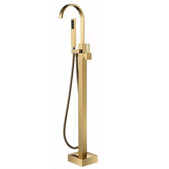 Modern Freestanding Tub Filler Trim Copper Floor Mounted Freestanding Bathtub Faucet Clearhalo 'Bathroom Remodel & Bathroom Fixtures' 'Bathtub Faucets' 'bathtub_faucets' 'Home Improvement' 'home_improvement' 'home_improvement_bathtub_faucets' 1200x1200_349e33e5-6dd6-4671-b848-e0f5ce6a1335