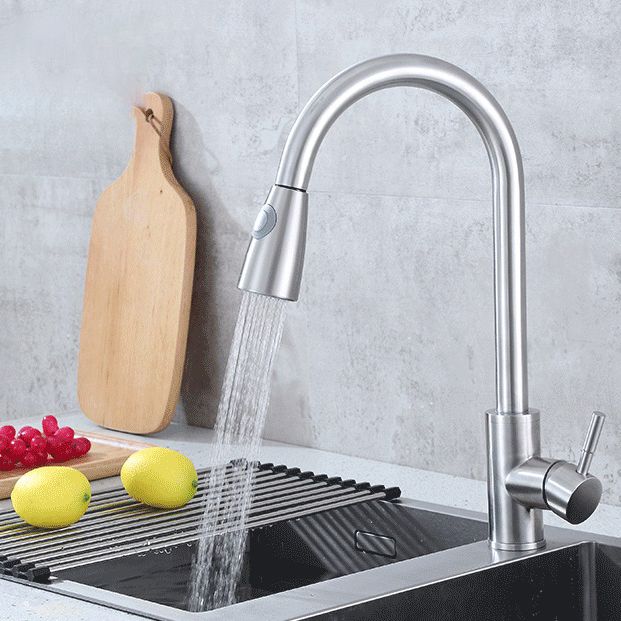 Modern Bridge Kitchen Faucet 304 Stainless Steel Pull Out Faucet Swivel Spout Pot Filler Clearhalo 'Home Improvement' 'home_improvement' 'home_improvement_kitchen_faucets' 'Kitchen Faucets' 'Kitchen Remodel & Kitchen Fixtures' 'Kitchen Sinks & Faucet Components' 'kitchen_faucets' 1200x1200_349e55a9-80af-47b4-b73f-044e35370ca8