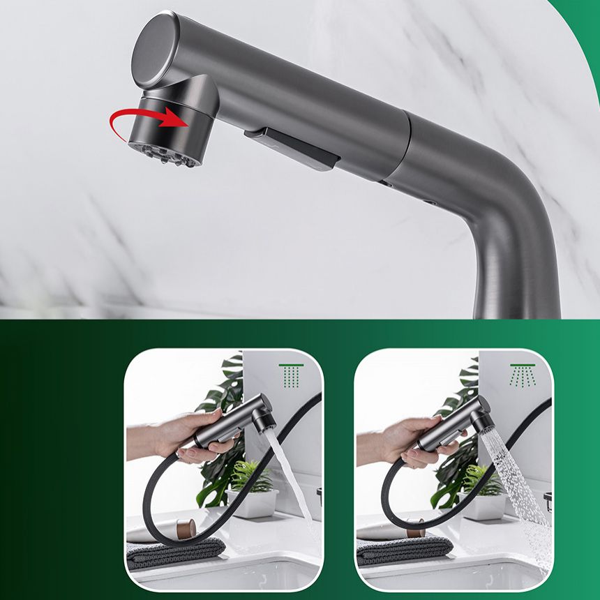 Modern Single Handle Kitchen Faucet 1-Hold Water Faucet with Pull Out Sprayer Clearhalo 'Home Improvement' 'home_improvement' 'home_improvement_kitchen_faucets' 'Kitchen Faucets' 'Kitchen Remodel & Kitchen Fixtures' 'Kitchen Sinks & Faucet Components' 'kitchen_faucets' 1200x1200_349fc052-f18f-4fc6-9eff-d7332fd73981