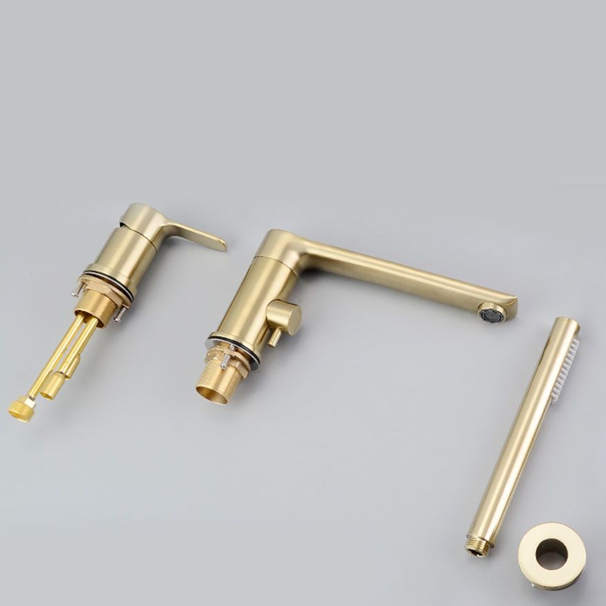 Modern Square Brass Tub Faucet with Hand Shower Bathroom Faucet Clearhalo 'Bathroom Remodel & Bathroom Fixtures' 'Bathtub Faucets' 'bathtub_faucets' 'Home Improvement' 'home_improvement' 'home_improvement_bathtub_faucets' 1200x1200_34aaf4ef-a1eb-4ed4-9f96-66bcd33e74c4