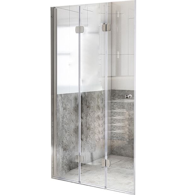 Semi Frameless Folding Shower Screen Tempered Glass Shower Screen Clearhalo 'Bathroom Remodel & Bathroom Fixtures' 'Home Improvement' 'home_improvement' 'home_improvement_shower_tub_doors' 'Shower and Tub Doors' 'shower_tub_doors' 'Showers & Bathtubs' 1200x1200_34ad5c26-000a-4bfb-b59e-bb916f77db2e