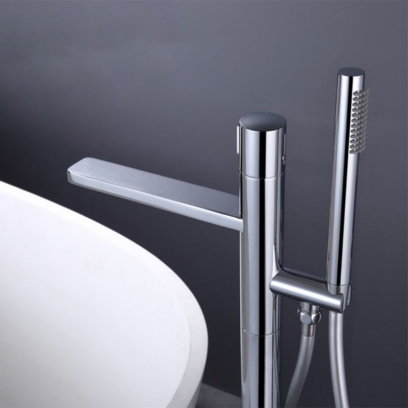 Floor Mounted Metal Freestanding Tub Filler Single Handle Freestanding Tub Filler Trim Clearhalo 'Bathroom Remodel & Bathroom Fixtures' 'Bathtub Faucets' 'bathtub_faucets' 'Home Improvement' 'home_improvement' 'home_improvement_bathtub_faucets' 1200x1200_34b67642-95ad-4828-bdc2-be58e286d2c6