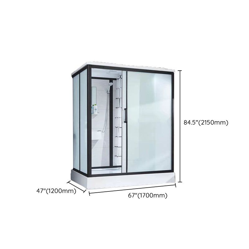 Black Framed Single Sliding Shower Kit Frosted Rectangle Shower Stall Clearhalo 'Bathroom Remodel & Bathroom Fixtures' 'Home Improvement' 'home_improvement' 'home_improvement_shower_stalls_enclosures' 'Shower Stalls & Enclosures' 'shower_stalls_enclosures' 'Showers & Bathtubs' 1200x1200_34b8e867-c027-488d-9fe5-cb8f8645b7c3