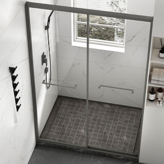 Framed Double Sliding Shower Bath Door Transparent Scratch Resistant Shower Bath Door Clearhalo 'Bathroom Remodel & Bathroom Fixtures' 'Home Improvement' 'home_improvement' 'home_improvement_shower_tub_doors' 'Shower and Tub Doors' 'shower_tub_doors' 'Showers & Bathtubs' 1200x1200_34e386ab-5f67-4d56-b702-76d52848bf51