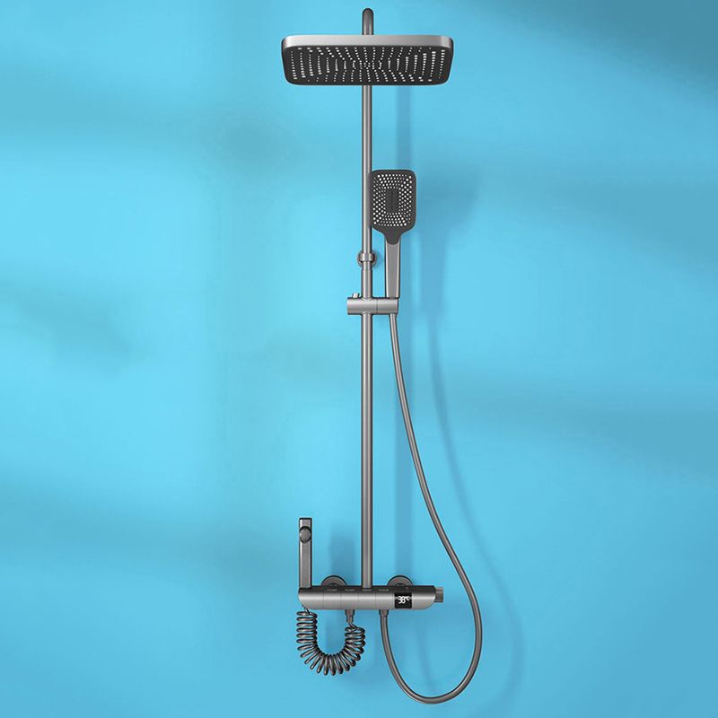 Modern Adjustable Water Flow Shower Faucet Square Shower Hose Shower System on Wall Clearhalo 'Bathroom Remodel & Bathroom Fixtures' 'Home Improvement' 'home_improvement' 'home_improvement_shower_faucets' 'Shower Faucets & Systems' 'shower_faucets' 'Showers & Bathtubs Plumbing' 'Showers & Bathtubs' 1200x1200_3506c8c7-a07a-41c6-87a5-3d7ed05a4aad