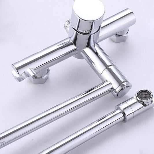 Wall Mounted Metal Tub Filler Low Arc Waterfall Bathroom Faucet with Hose Clearhalo 'Bathroom Remodel & Bathroom Fixtures' 'Bathtub Faucets' 'bathtub_faucets' 'Home Improvement' 'home_improvement' 'home_improvement_bathtub_faucets' 1200x1200_351cd0da-b166-4791-b211-433be1197a27