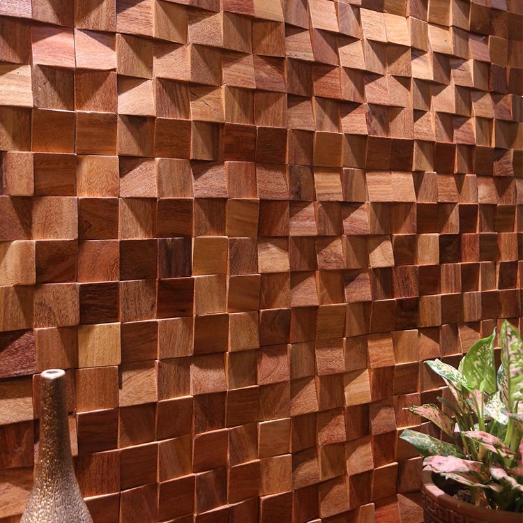 Brown Wood Wall Panel Indoor Mosaic Modern Glue Down Wall Panel Clearhalo 'Flooring 'Home Improvement' 'home_improvement' 'home_improvement_wall_paneling' 'Wall Paneling' 'wall_paneling' 'Walls & Ceilings' Walls and Ceiling' 1200x1200_351f4191-e096-47b4-81f0-e7eba1a8982f
