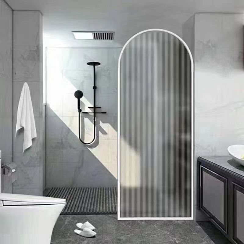 White Shower Door Frame Single Fixed Frosted Tempered Shower Bath Door Clearhalo 'Bathroom Remodel & Bathroom Fixtures' 'Home Improvement' 'home_improvement' 'home_improvement_shower_tub_doors' 'Shower and Tub Doors' 'shower_tub_doors' 'Showers & Bathtubs' 1200x1200_353a53c6-06df-4bb8-853b-5675001e8e6f