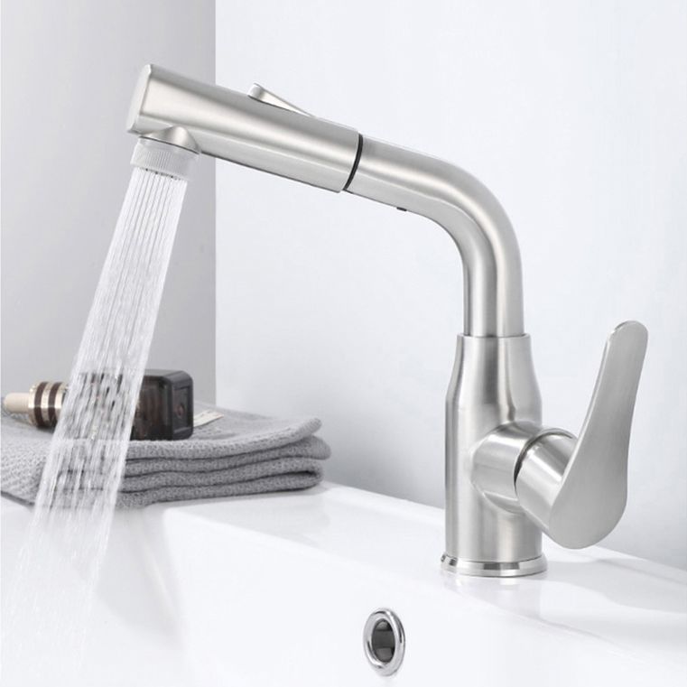 Modern 1-Handle Bathroom Sink Faucet Circular Vessel Sink Faucet Stainless Steel Clearhalo 'Bathroom Remodel & Bathroom Fixtures' 'Bathroom Sink Faucets' 'Bathroom Sinks & Faucet Components' 'bathroom_sink_faucets' 'Home Improvement' 'home_improvement' 'home_improvement_bathroom_sink_faucets' 1200x1200_3542d948-854a-4bba-be64-6680d6ba6e10