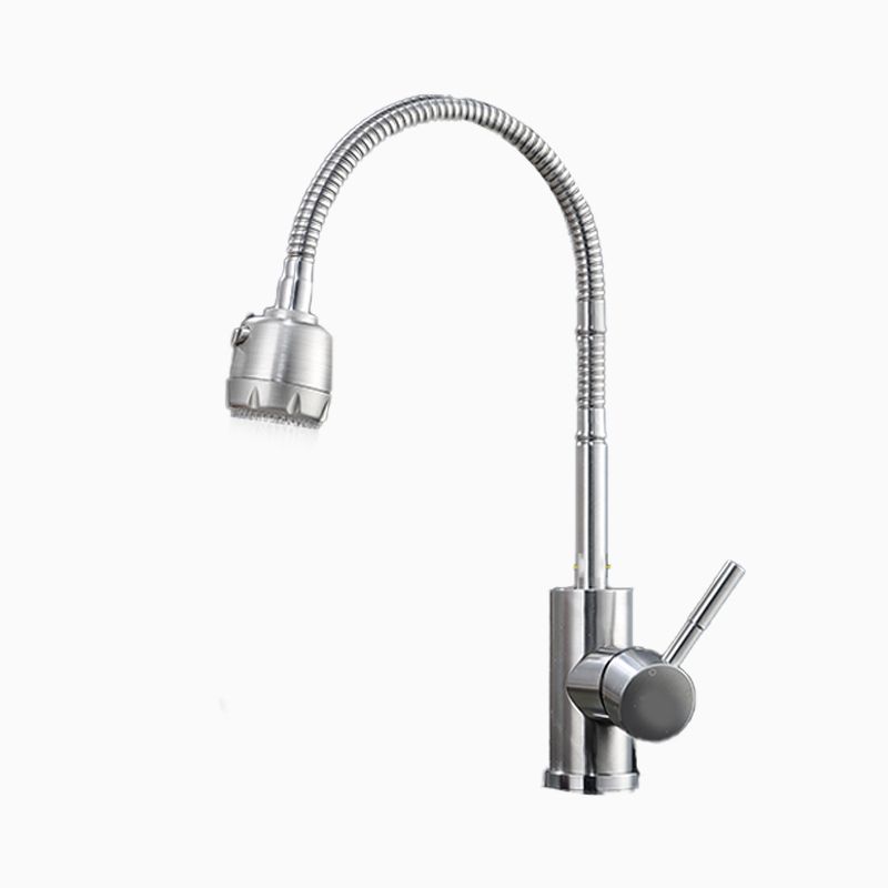 Contemporary 1 Hole Kitchen Faucet Single Handle with Supply Line Clearhalo 'Home Improvement' 'home_improvement' 'home_improvement_kitchen_faucets' 'Kitchen Faucets' 'Kitchen Remodel & Kitchen Fixtures' 'Kitchen Sinks & Faucet Components' 'kitchen_faucets' 1200x1200_3551ca68-4bc3-47a7-8217-b14b736c28ee