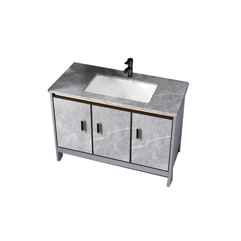 Contemporary Sink Cabinet Freestanding Mirror Cabinet Bathroom Vanity Set in Gray Clearhalo 'Bathroom Remodel & Bathroom Fixtures' 'Bathroom Vanities' 'bathroom_vanities' 'Home Improvement' 'home_improvement' 'home_improvement_bathroom_vanities' 1200x1200_3568f6e5-cc70-4605-9198-24bdeac9603a