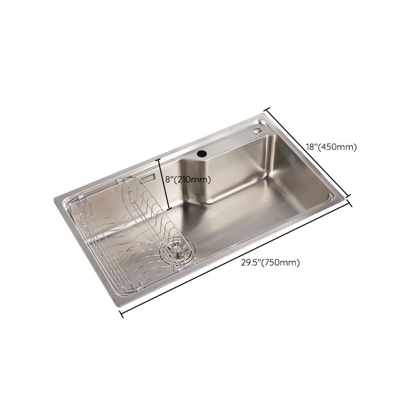 Stainless Steel 1 Holes Sink Contemporary Kitchen Sink with Basket Strainer Clearhalo 'Home Improvement' 'home_improvement' 'home_improvement_kitchen_sinks' 'Kitchen Remodel & Kitchen Fixtures' 'Kitchen Sinks & Faucet Components' 'Kitchen Sinks' 'kitchen_sinks' 1200x1200_358a21d0-189f-4b7d-ace4-ff6698d7b89a