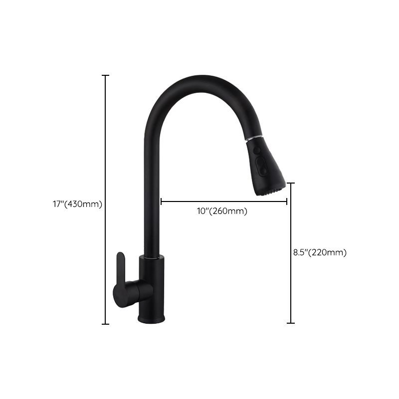 Contemporary Retractable Kitchen Faucet Stainless Steel 1-Handle High Arc Kitchen Faucet Clearhalo 'Home Improvement' 'home_improvement' 'home_improvement_kitchen_faucets' 'Kitchen Faucets' 'Kitchen Remodel & Kitchen Fixtures' 'Kitchen Sinks & Faucet Components' 'kitchen_faucets' 1200x1200_358fc47c-7ea0-4f95-ac8e-aa865174c7c2