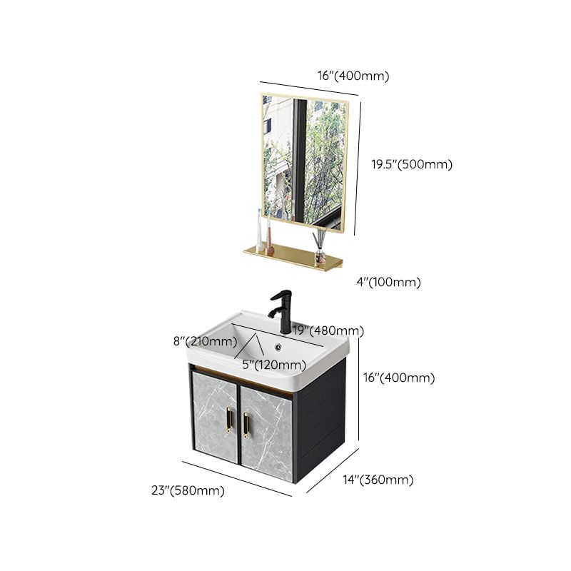 Modern Sink Vanity Set Wall Mounted Drawers Ceramic Sink Set Clearhalo 'Bathroom Remodel & Bathroom Fixtures' 'Bathroom Vanities' 'bathroom_vanities' 'Home Improvement' 'home_improvement' 'home_improvement_bathroom_vanities' 1200x1200_35a21d18-0b4b-4dde-994f-5bfc99417600
