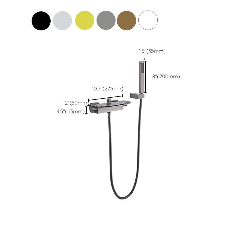 Wall Mounted Bath Faucet Solid Color Waterfall Bathroom Faucet Clearhalo 'Bathroom Remodel & Bathroom Fixtures' 'Bathtub Faucets' 'bathtub_faucets' 'Home Improvement' 'home_improvement' 'home_improvement_bathtub_faucets' 1200x1200_35b666c1-c4aa-4ad3-b65b-5cf9113a7e21