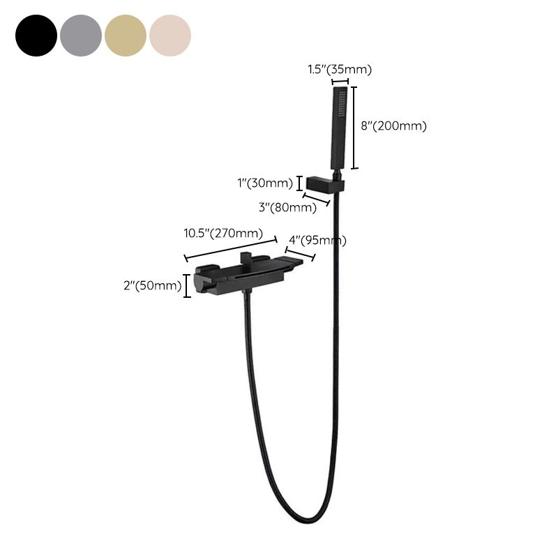Wall Mounted Bathroom Faucet Modern Style Mental Bathroom Faucet Clearhalo 'Bathroom Remodel & Bathroom Fixtures' 'Bathtub Faucets' 'bathtub_faucets' 'Home Improvement' 'home_improvement' 'home_improvement_bathtub_faucets' 1200x1200_35b9554b-2261-4bb6-b9b7-9aca45a9ebd9