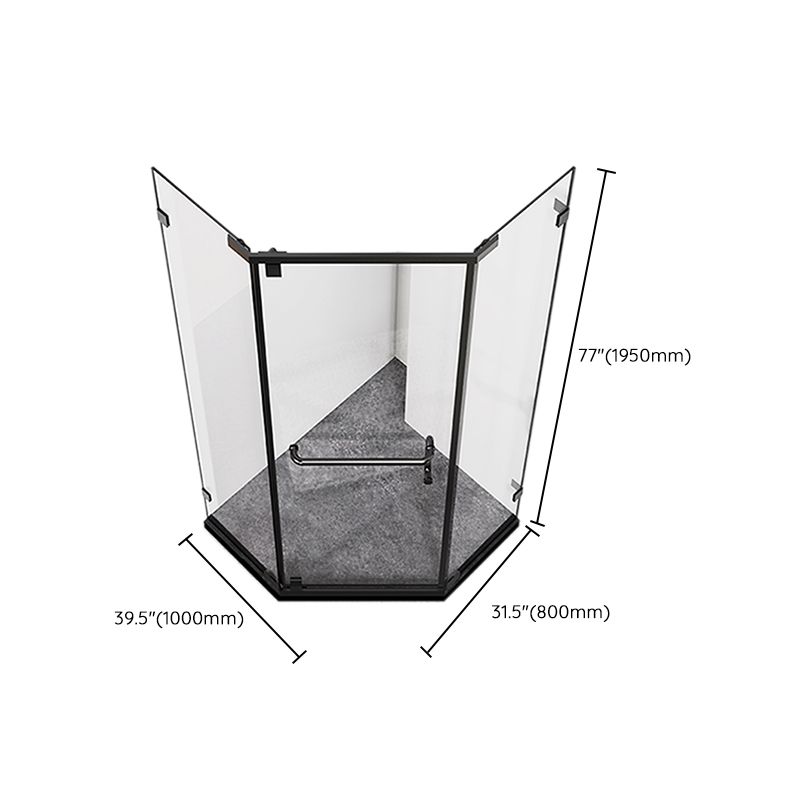 Neo-Angle Tempered Glass Shower Enclosure Black Framed Shower Kit Clearhalo 'Bathroom Remodel & Bathroom Fixtures' 'Home Improvement' 'home_improvement' 'home_improvement_shower_stalls_enclosures' 'Shower Stalls & Enclosures' 'shower_stalls_enclosures' 'Showers & Bathtubs' 1200x1200_35d29123-e120-4031-a578-4a7161fcb8c5