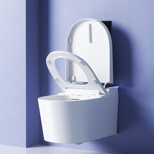 Contemporary Wall Mounted Bidet Elongated White Heated Seat Ceramic Dryer Clearhalo 'Bathroom Remodel & Bathroom Fixtures' 'Bidets' 'Home Improvement' 'home_improvement' 'home_improvement_bidets' 'Toilets & Bidets' 1200x1200_35dddae2-a4a5-47bb-aedf-b2c1a4ab191d
